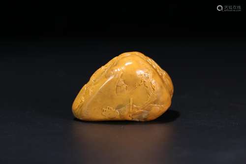 Shou tian small ornament, natural field-yellow stone, rare, ...