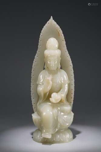 : hetian jade guanyin furnishing articles: 7.2 cm wide. Thic...