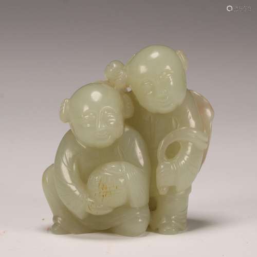 Hetian jade the boy to piecesSize: 5.7 cm high, 5.2 cm wide,...