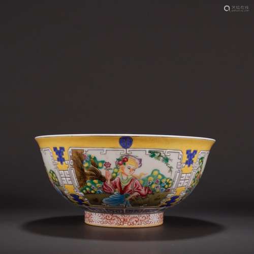 Western painting enamel bowls, yellowSpecification: high 7.5...