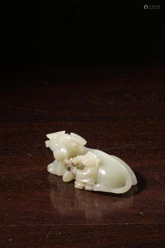 Hotan white jade carving the lad cattle town of unwatermarke...