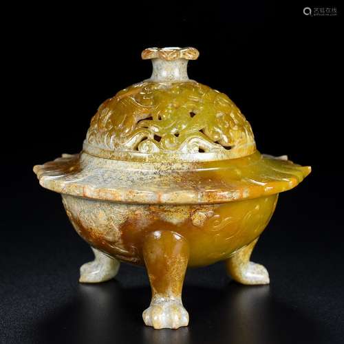 , smoked incense burner, the quality of the jade is exquisit...