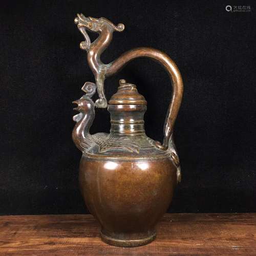 Longfeng hip flask of pure copper kettle14 cm long, 12 cm wi...