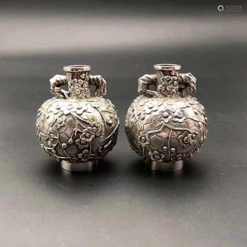 Y a pair ofantique silver vase90 sterling silver standardYea...