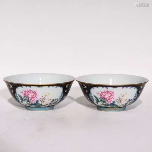 Sharply glaze window pastel flowers green-splashed bowls, hi...