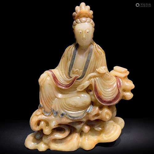 Shoushan stone add carved guanyin caveSpecification: 17 cm h...