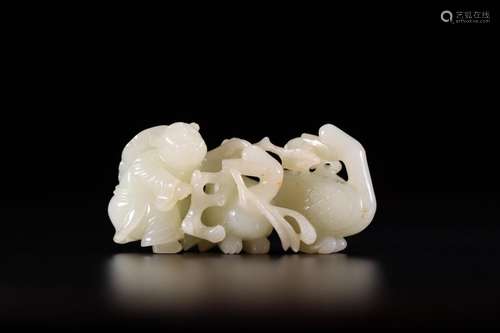 Hetian jade the lad drama goose furnishing articles8.8 cm lo...