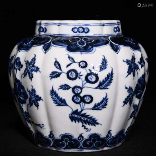 Blue and white flower grain melon leng 17 x19 tank