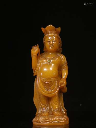 Shoushan stone hand carved guanyin stands resemble furnishin...