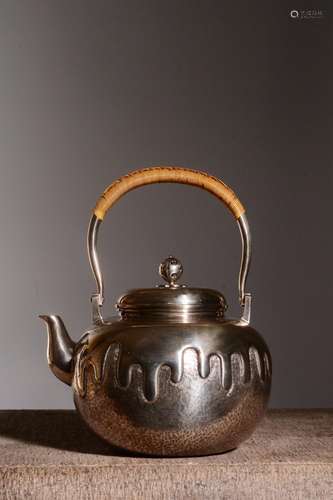 A crane lent hanging glaze wen liang silver pot22 cm tall, 1...