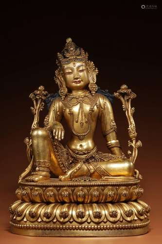 , "annual" copper and gold guanyin cave28 cm high,...