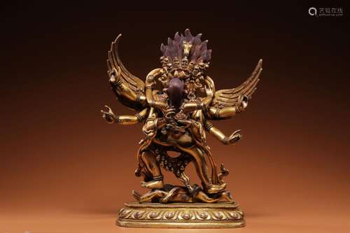 Like gold, copper horsehead Jin Gangshuang23 cm high, 17.5 c...