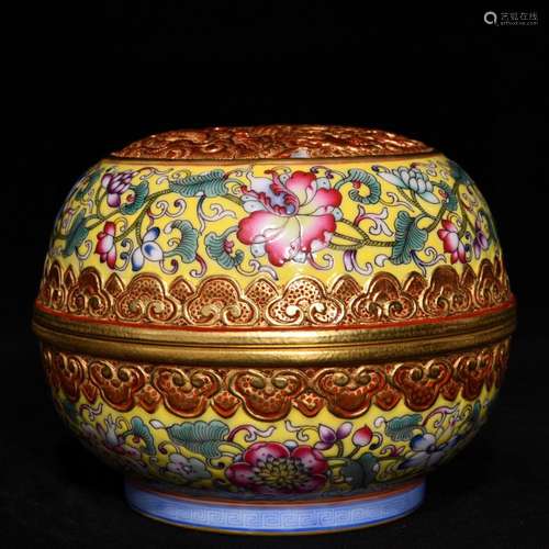 Yellow colored enamel gold flower grain sweet fume, 10 12 di...