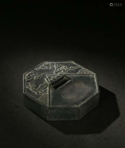 province, fu lu shouCollection was octagonal, inkstone carve...