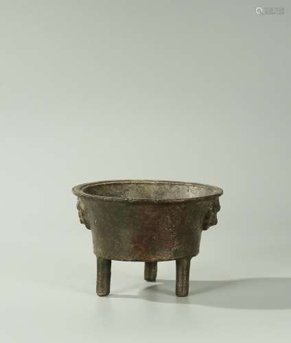 Copper incense burner: ears furnace with three legsRefined c...