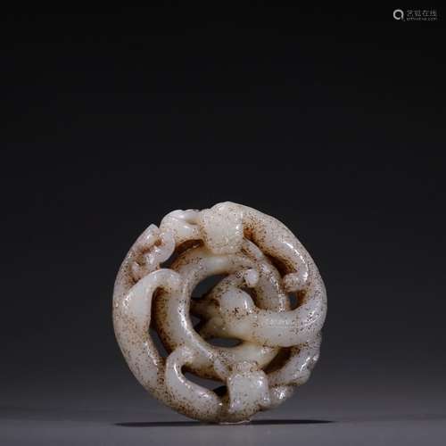 Old hetian jade, therefore dragon pendantSpecification: high...