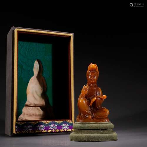 Field-yellow stone ruyi guanyin statuesSpecification: high w...