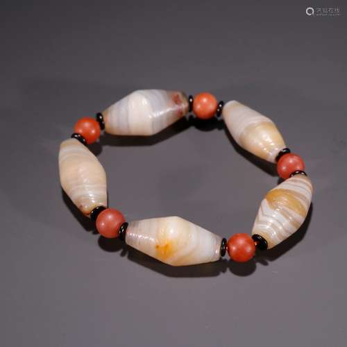 Old agate barrel bead hand stringSpecification: X2.9 bead di...