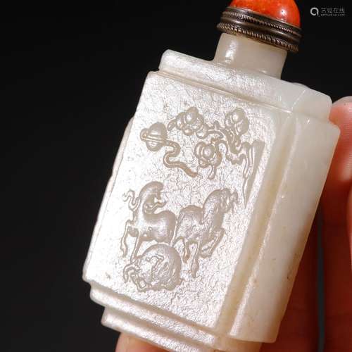 Old hetian jade, three Yang kaitai snuff bottlesSpecificatio...