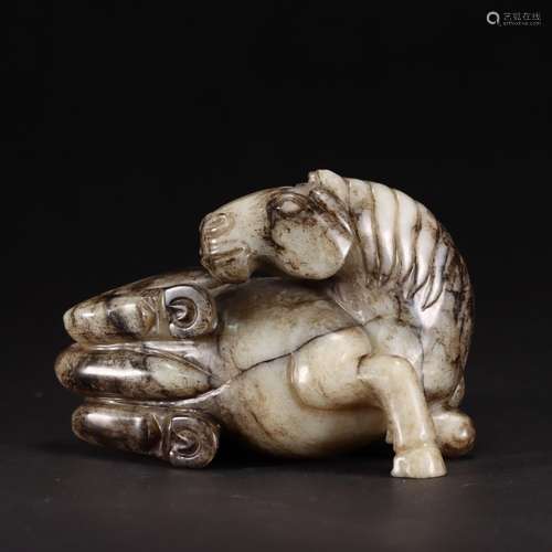 : hetian jade "immediately turn" rolling horseSize...