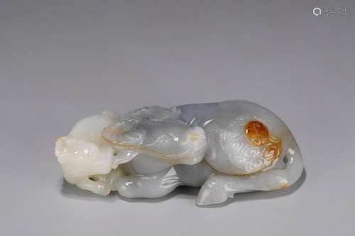 Blue and white "NiuSheng: hetian jade kirin" furni...