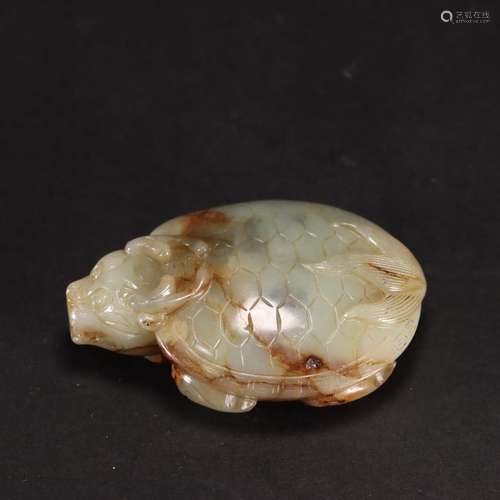 : hetian jade dragon turtle carved piecesSize: 7.2 cm long, ...