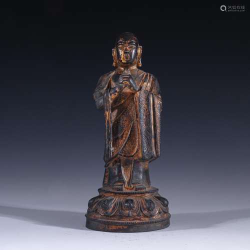Copper and gold master standing Buddha statueSpecification: ...