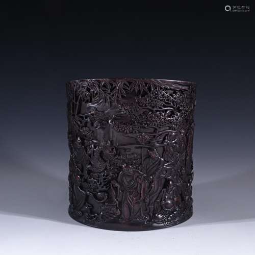 Zhen, rosewood carving 18 ROM brush potSpecification: high 2...