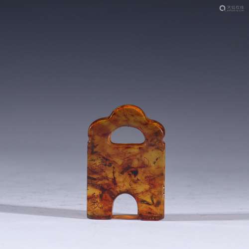 Chen lei, natural amber sealSpecification: high 4.1 cm long ...