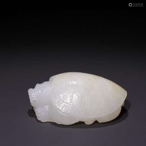 Hetian jade seed makings dragon turtle carved pieces.Size: 6...