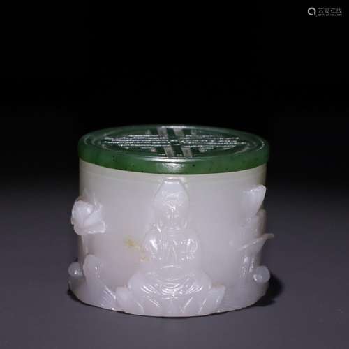 Hetian jade seed box BanZhi strip.Specification: box of 4 cm...