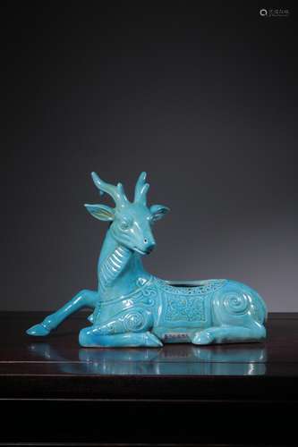 "Big chenghua" peacock blue glaze sika deer aromaS...