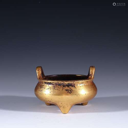 Xuan, copper and gold ears furnace with three legsSpecificat...