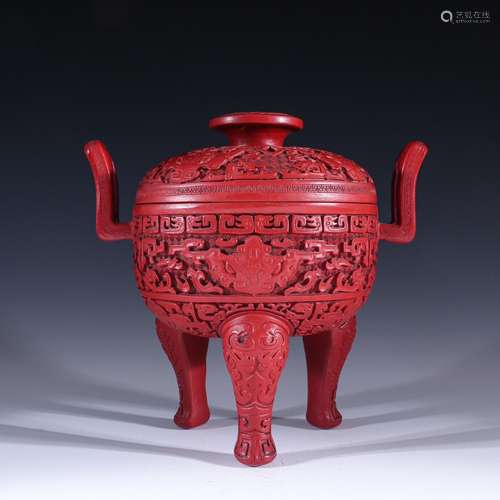 Carved lacquerware lacquer beast ding type furnaceSpecificat...