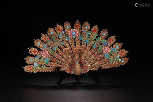 : silver and gold filaments peacock of the rewardSize: 39 cm...