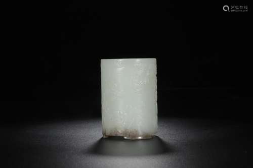 : hetian jade bang spittor pen containerSize: 7.2 cm high 5....