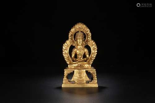 In late: copper gold tower of backlit amitayus caveSize: 20 ...