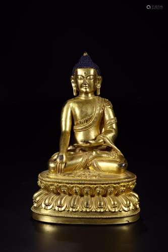 : copper and gold shakyamuni Buddha statueSize: 14 cm high a...