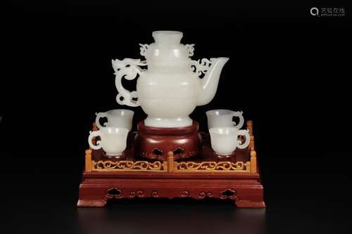 Foreign excge earning, hotan yu-long bai ear teapot covered ...