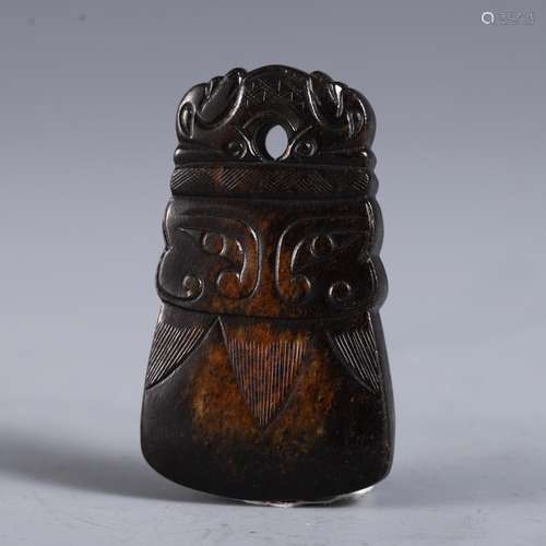 Ancient jade pendantSize, 6.5 3.8 0.8 cm thick heavy wide lo...