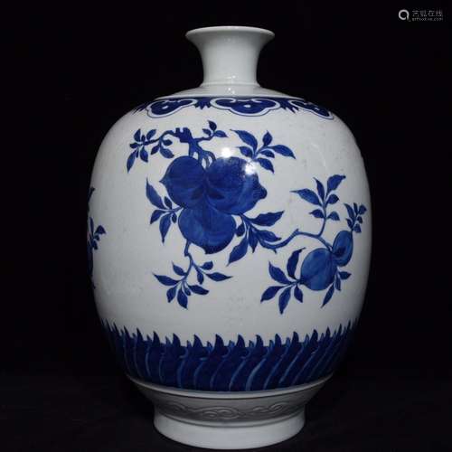 Three fruit grain mei bottle 31.5 x21 blue and white