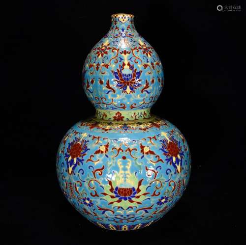 Colored enamel flowers life of word lines bottle gourd, 31 x...