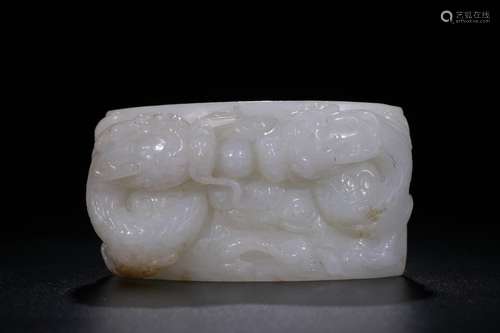 , hotan jade dragon playing pearl ink bedLong 8 CM wide and ...