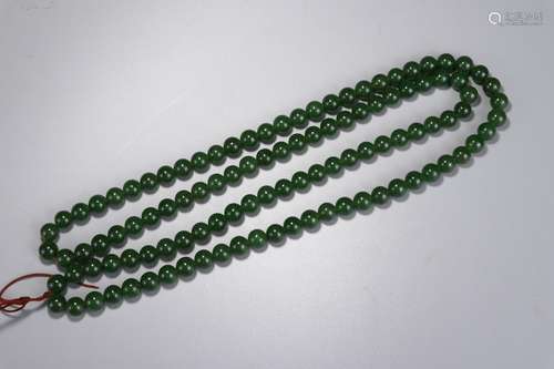 Hetian jade necklaceBead diameter 0.9 ㎝, weighs 150 gHetian ...