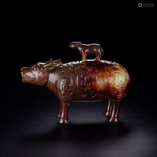 And Tian Shan beast statue, the quality of the jade oil mois...