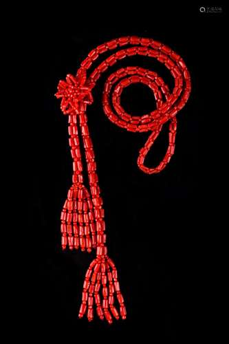 Natural red coral necklaceSpecification: 0.5 cm length 43 cm...