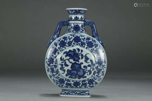 , "" blue and white flower medallion around branch...