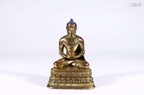 : copper and gold medicine guru Buddha's statueSize: len...