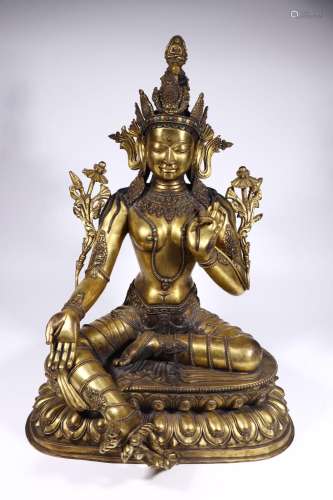 : copper and gold tara's statueSize: 35 cm long 48 cm wi...