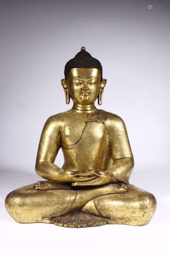 : copper gilding, shakyamuni Buddha statueSize: 35 cm width ...